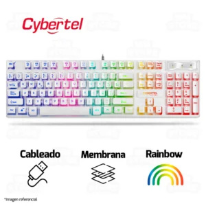 TECLADO GAMER CYBERTEL XTREME WHITE CYB K505W USB LED