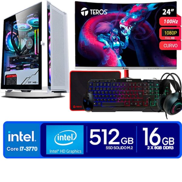 Computadora Pc Intel Core i7 3770 Monitor 24 fhd' RAM 16 GB SSD 500 GB
